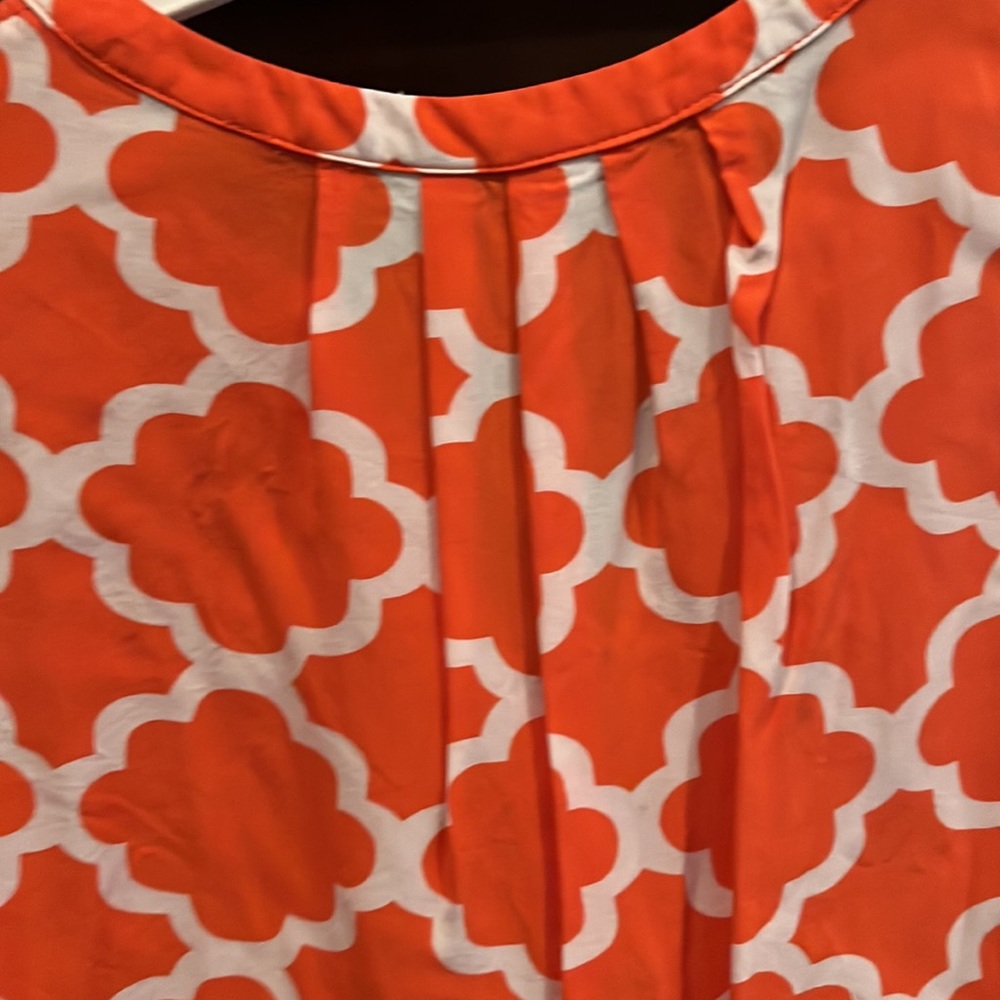 NWOT LP orange and white sleeveless blouse - Picture 7 of 8